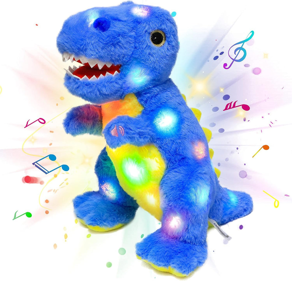Cuteoy Light-up Singing Blue Dinosaur Plush Toy LED Musical Stuffed Animal