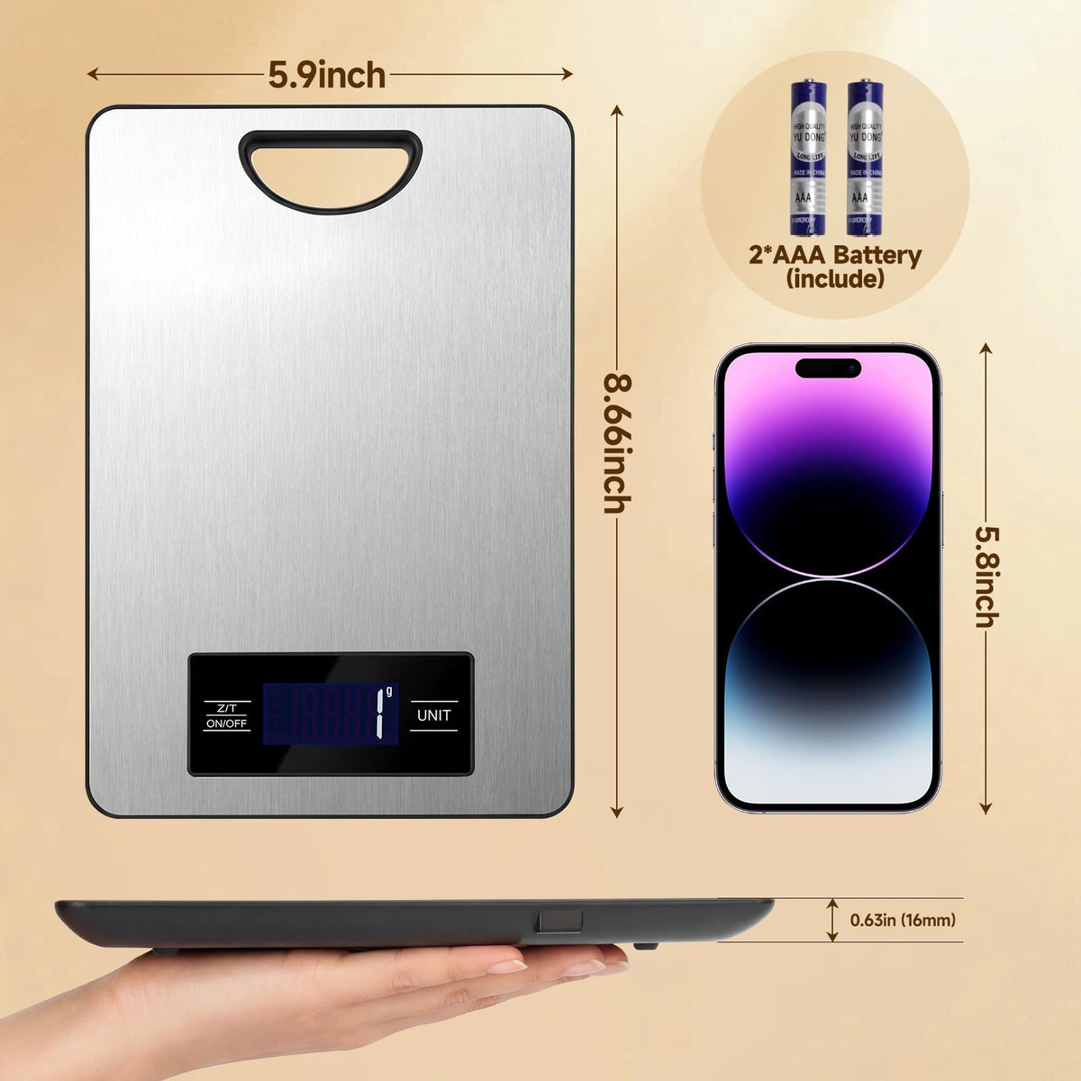 Food Scale, Digital Kitchen Scale with Hanging Loop, 11lb Baking Scale