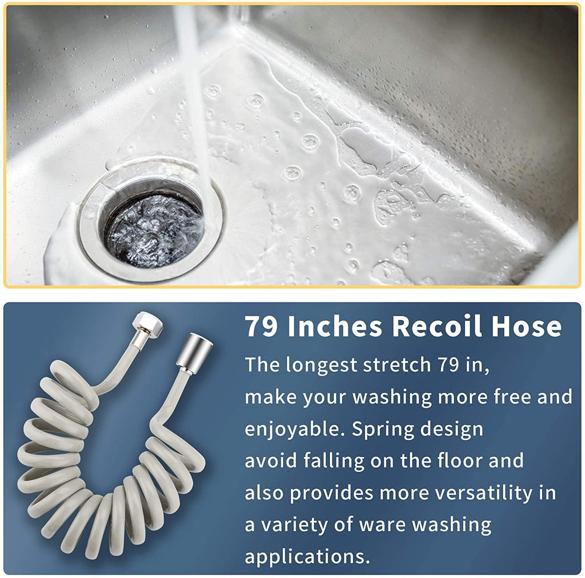 CECEFIN Kitchen Sink Sprayer Hose Attachment for Faucet, 79" Recoil Hose
