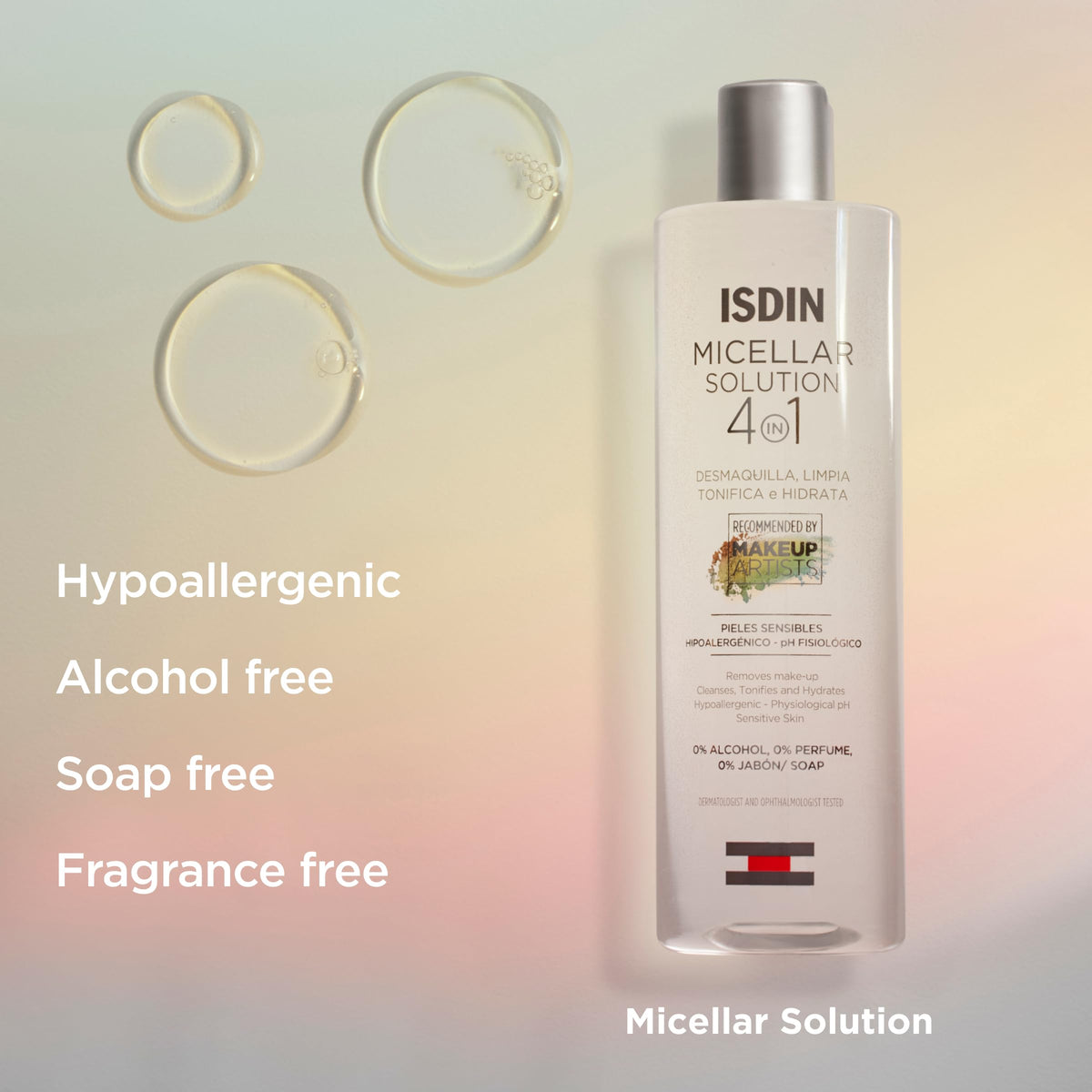 ISDIN 4-in-1 Micellar Water, Makeup Remover for Sensitive Skin, 13.5 fl oz
