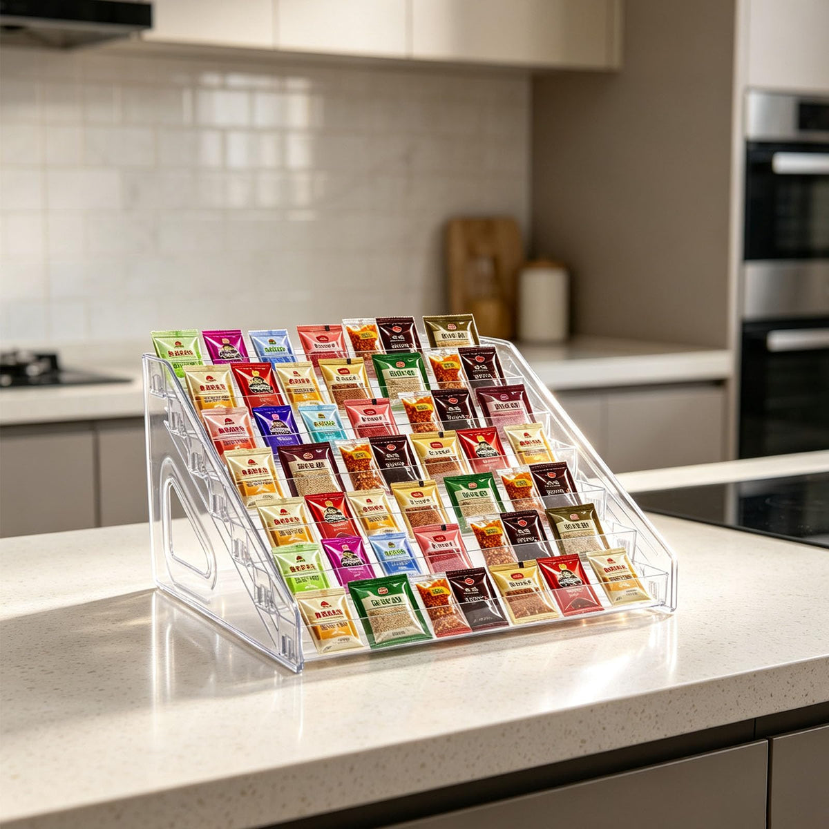 2Pcs Acrylic Seasoning Packet Organizer Display Stand Storage