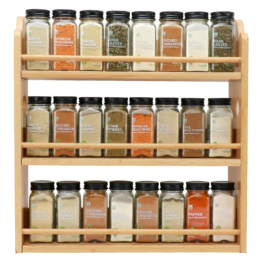 Thalomely 3-Tier Bamboo Spice Rack, Wall Mount & Countertop Spice Organizer