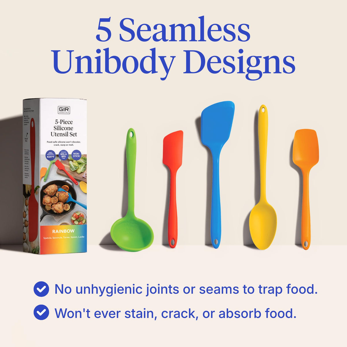 GIR: 5-Piece Silicone Essentials Kitchen Utensils Set – Rainbow