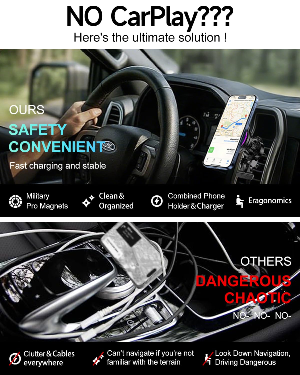 for MagSafe Car Mount Charger TEC Fan Cooling Magnetic Wireless Car Charger