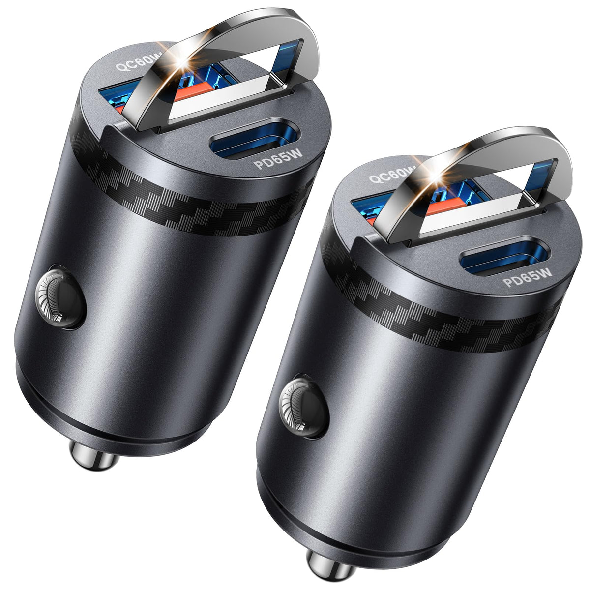 【Upgraded】 2-Pack 125W Fast Car Charger, Mini Flush Fit USB C Car Adapter