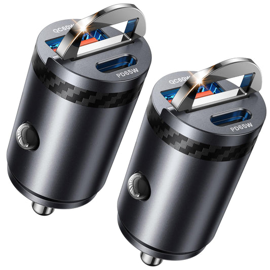 【Upgraded】 2-Pack 125W Fast Car Charger, Mini Flush Fit USB C Car Adapter