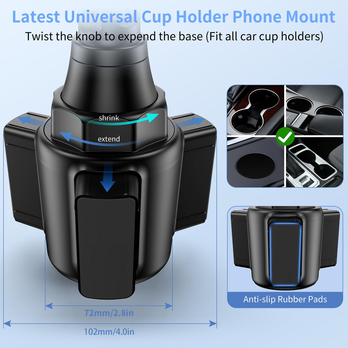 Cup Phone Holder for Car, [Upgraded Version]Universal Car Cell Phone Holder