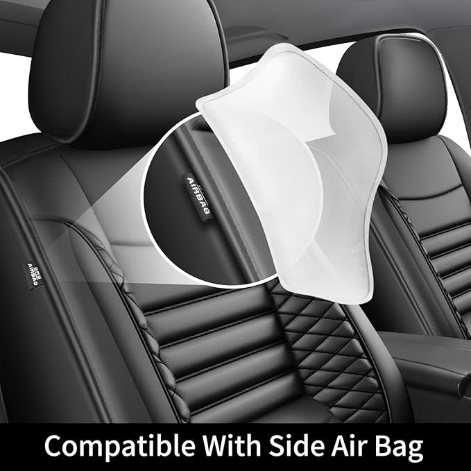 Fit Insight Car Seat Covers for Honda Insight 2010-2021 2022-Upgraded Premium Waterproof & Breathable Leather, Airbag Compatible, All-Weather Seat Cushion Protector (Full Set, Black)