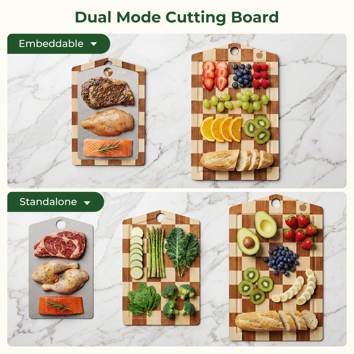 Pure Titanium Cutting Board, Bamboo Cutting Boards Set for Kitchen