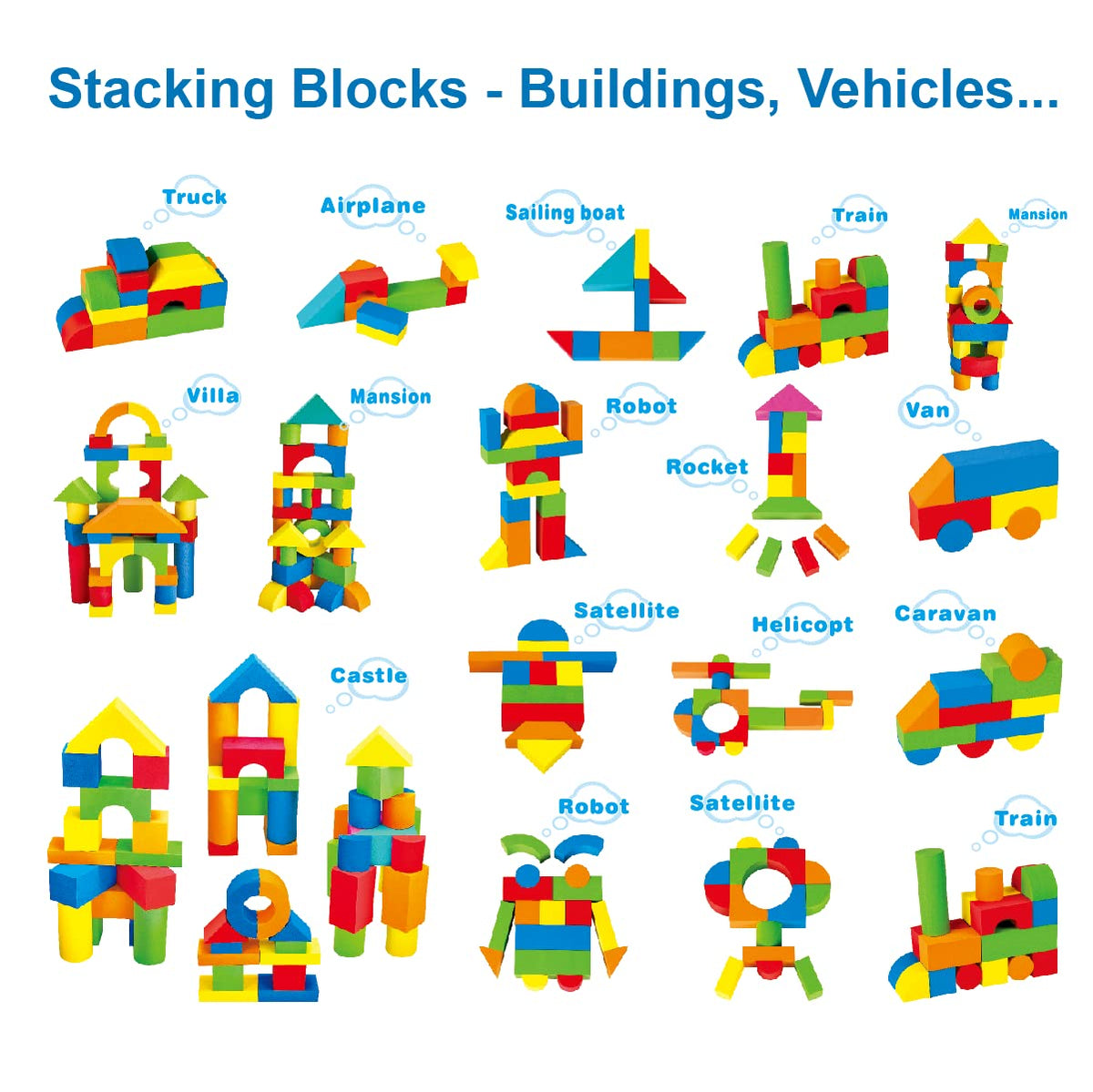 Pairez Toys Foam Building Blocks for Toddlers 2-4, 41PCS EVA Soft Blocks