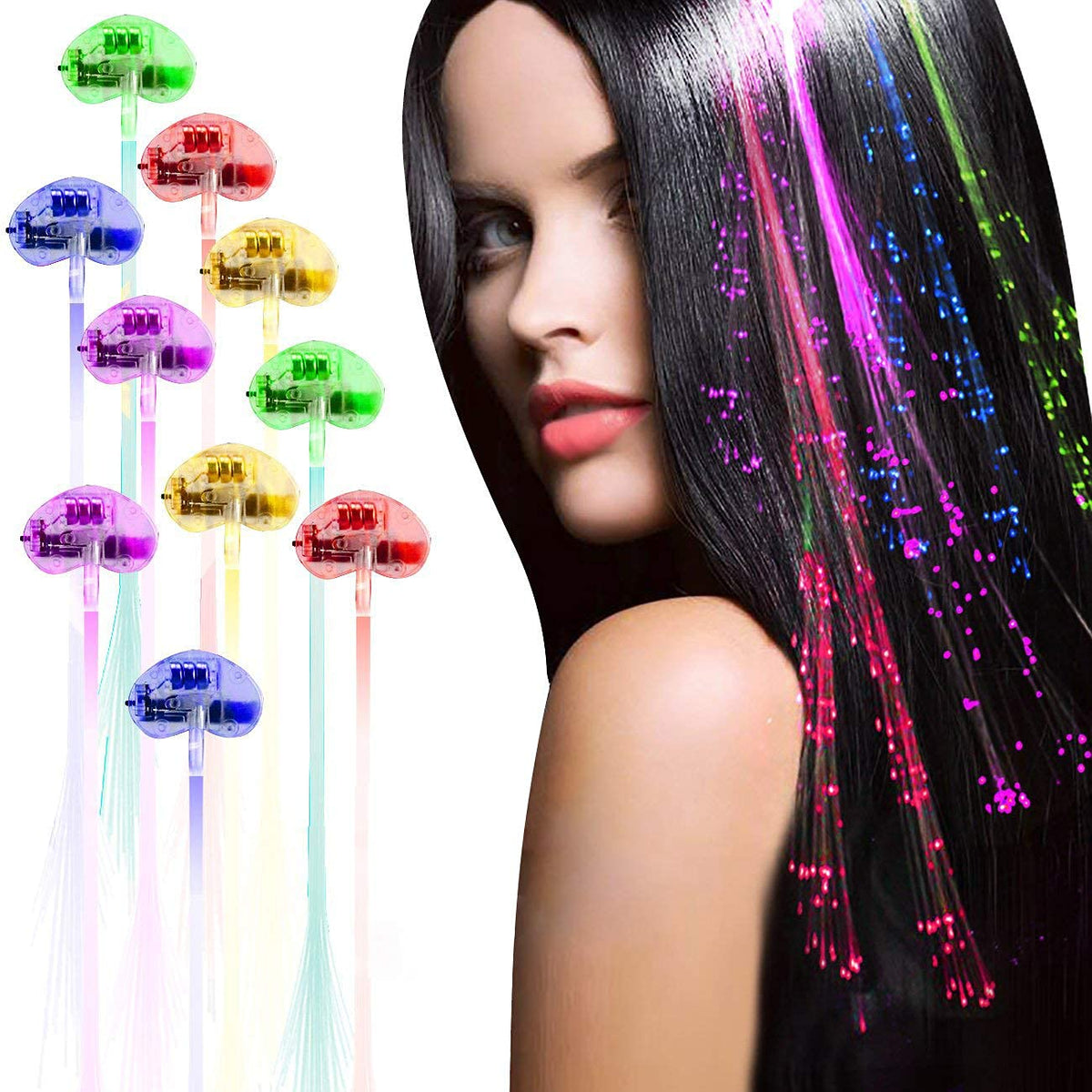 Acooe Hair Clip, 12 Pack Flashing Led Light Up Toys Optics Led Hair Lights, Barrettes For Party, Bar Dancing Hairpin, Light Up H