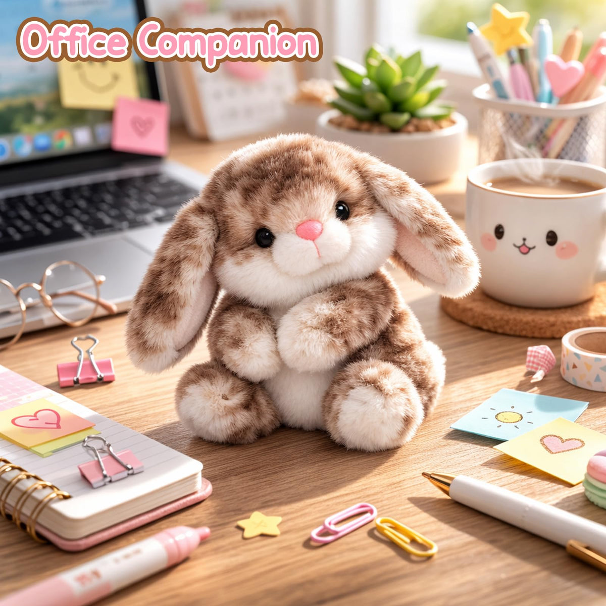 Mushymallow Sitting Bunny Stuffed Animal Soft Rabbit Plush Toy, Brown