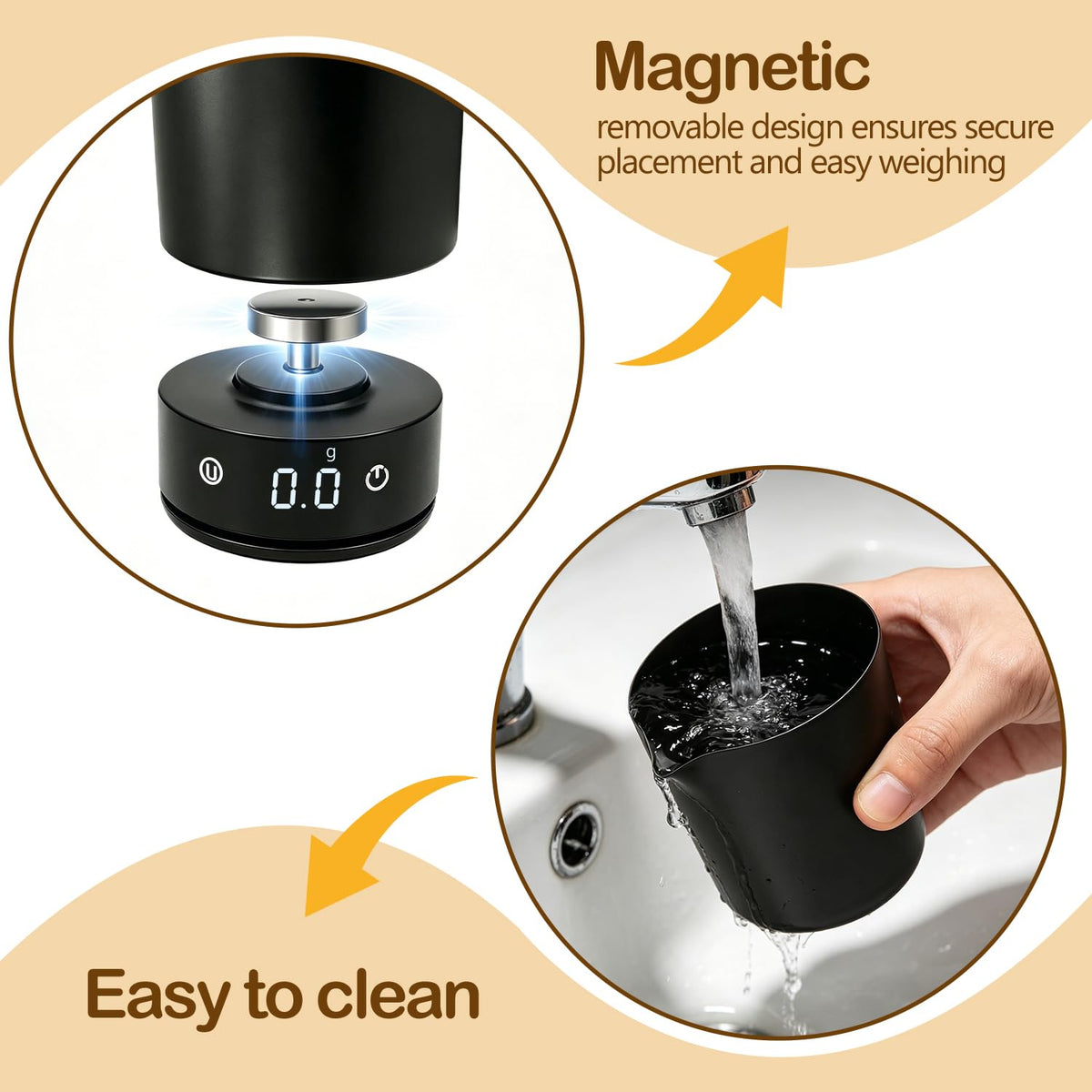 Coffee Espresso Scale, Magnetic Coffee Bean Scale Cup with LED Display