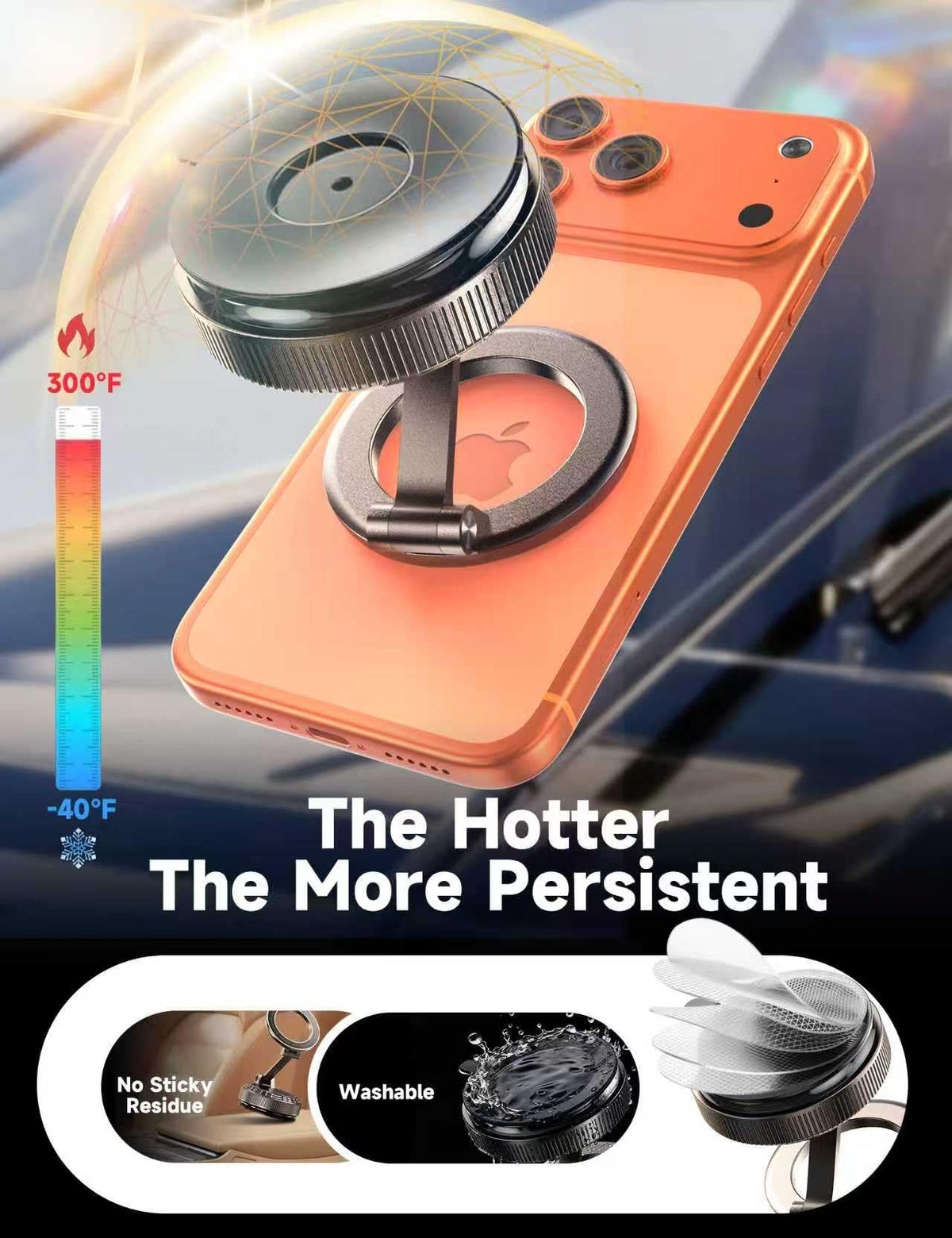 visnfa Car Phone Holder for Magsafe, [105+LBS Suction & 3800gf Magnetic]