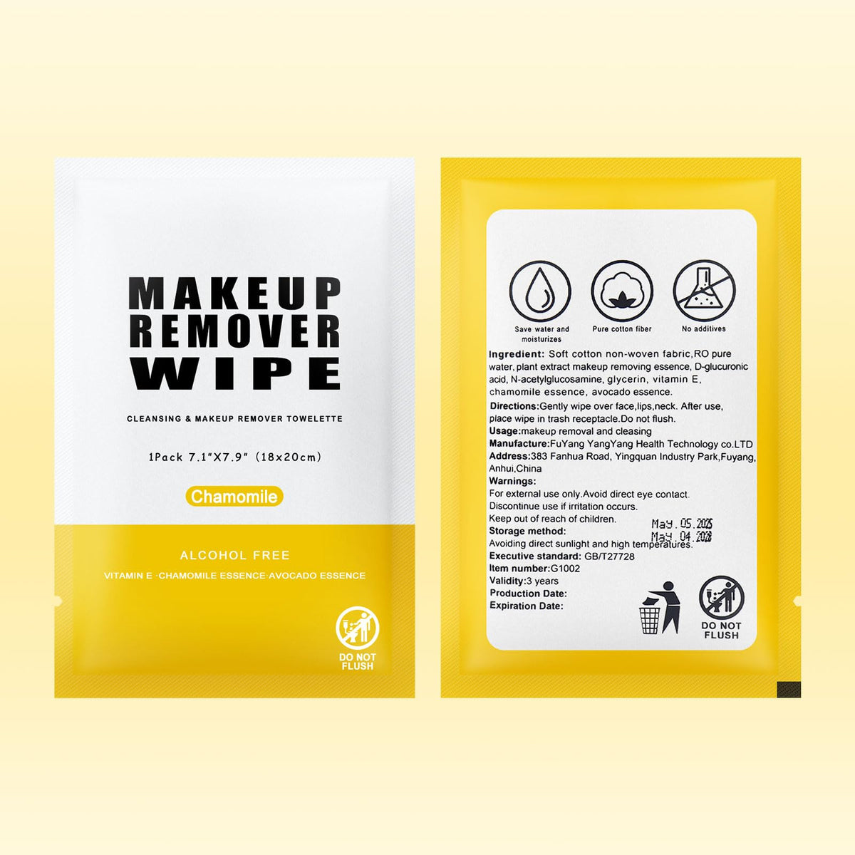 Gsido Pack of 50 Individual Makeup Remover Wipes,Face Cleansing Wipes Bulk