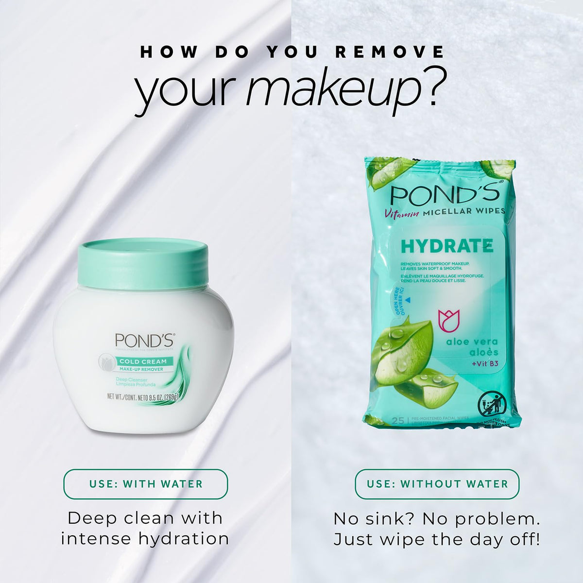 POND'S Cold Cream Make-Up Remover, Fragrance-Free Deep Cleanser 2-Pack – Non-Comedogenic, Hypoallergenic, Dermatologist-Tested, 6.1 Oz Ea