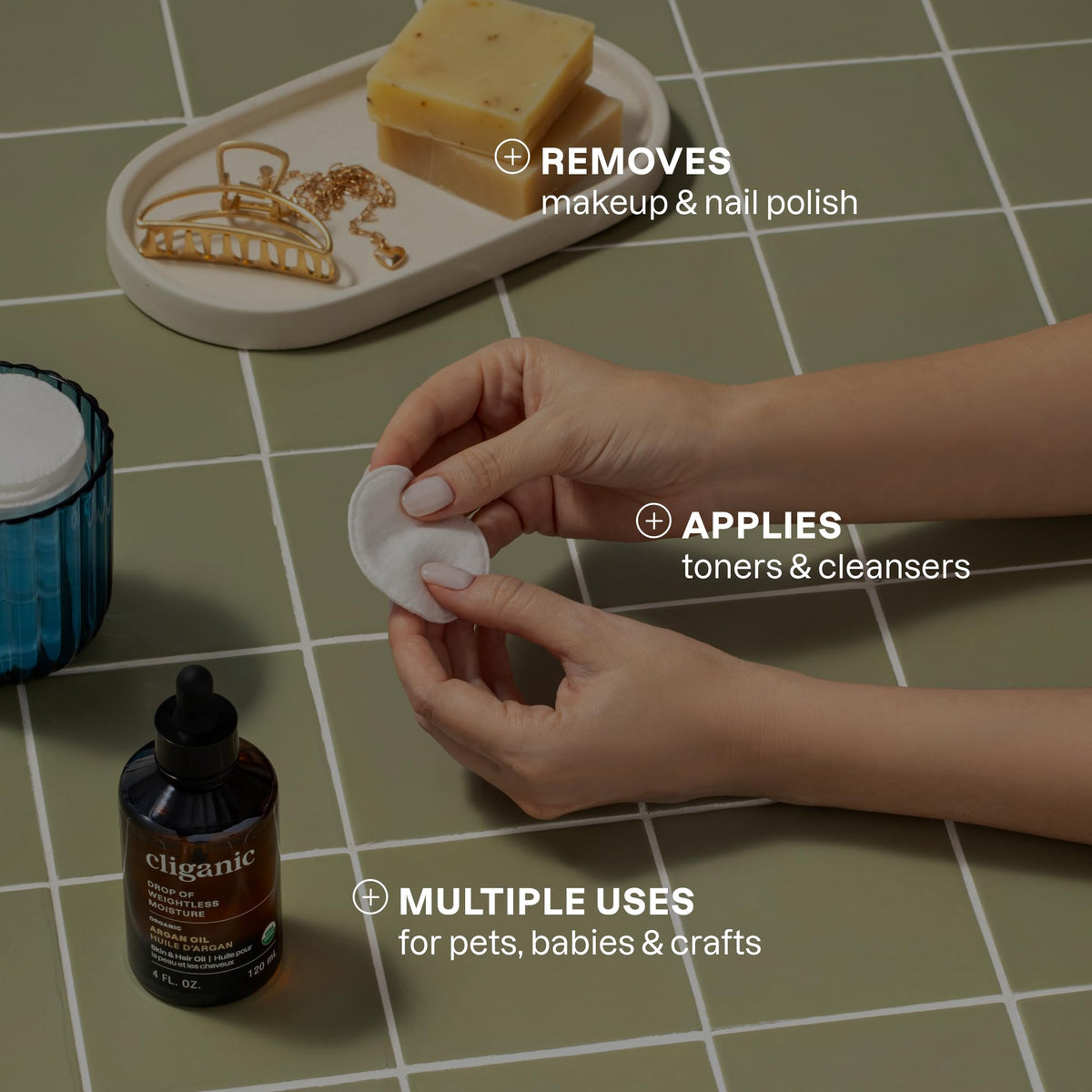 Cliganic Organic Cotton Rounds for Face, Makeup Remover Pads, 500 Count