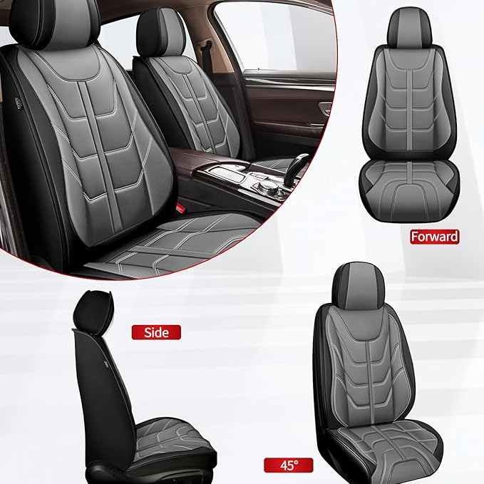 TTX LIGHTING Car Seat Covers fit for Chevrolet Traverse 2018-2026 Front Seat: Premium Leather Automotive Seat Cover with Airbag Compatible Waterproof (2 Seats, Black & Gray)