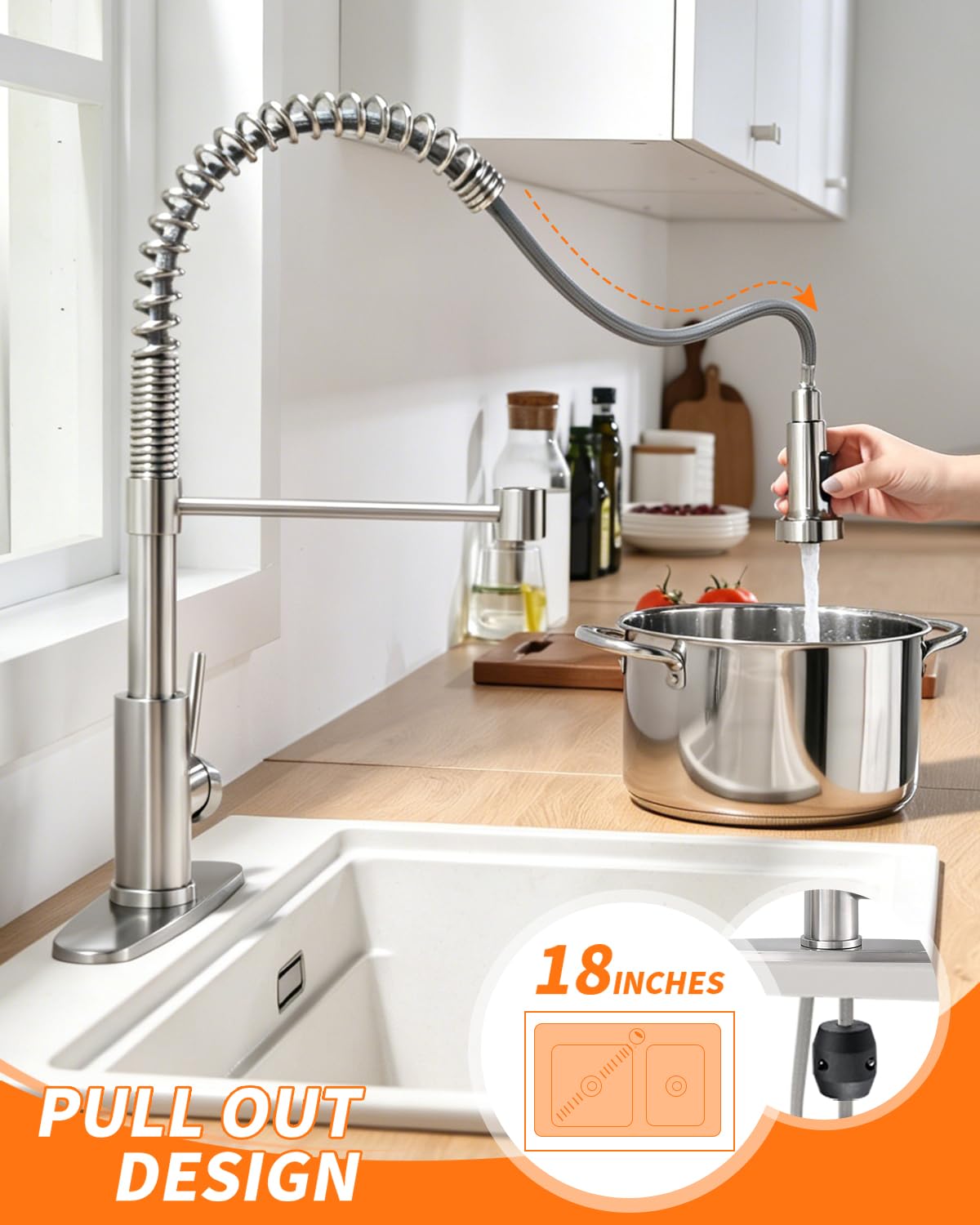 OWOFAN Kitchen Faucet with Pull Down Sprayer Brushed Nickel
