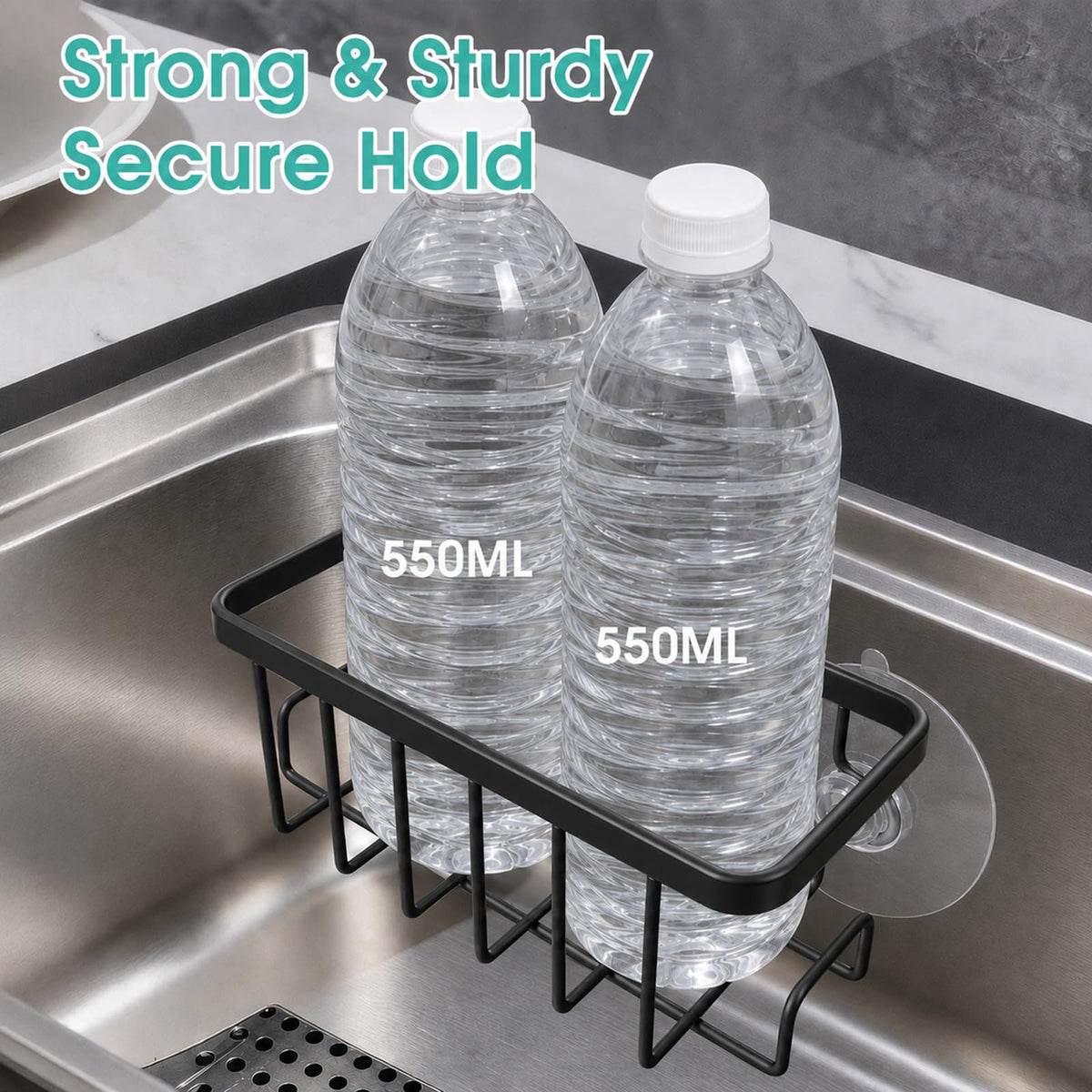 Sponge Holder for Kitchen Sink, Caddy Organizer with Suction Cup, Rustproof