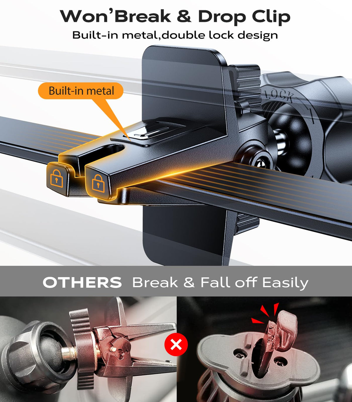 VICSEED 2026 Upgrade Ultra Stable Car Phone Holder Mount [Never Fall Off & Won't Break] Universal Air Vent Phone Mount for Car Easy Clamp Phone Holders for Your Car for iPhone 18 Pro Max 17 16 15 14