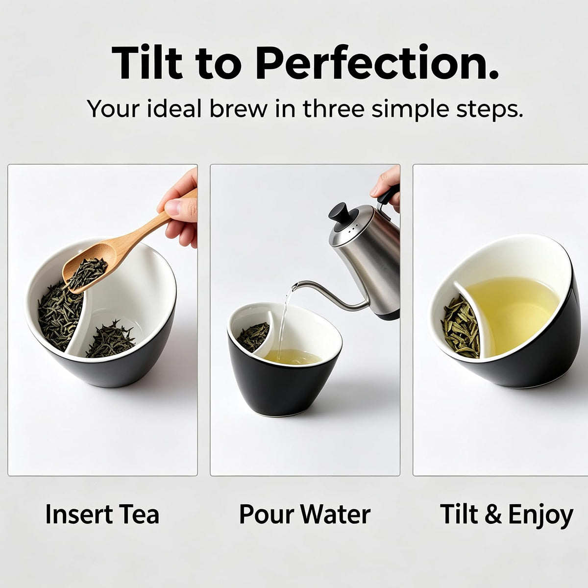 Samelek 2026 New Cup Tilt Tea Cup with Built-in Strainer, One Piece Travel Cup | Cup Tilt Tea Cup, with Infuser, One Piece Travel Cup (Black)