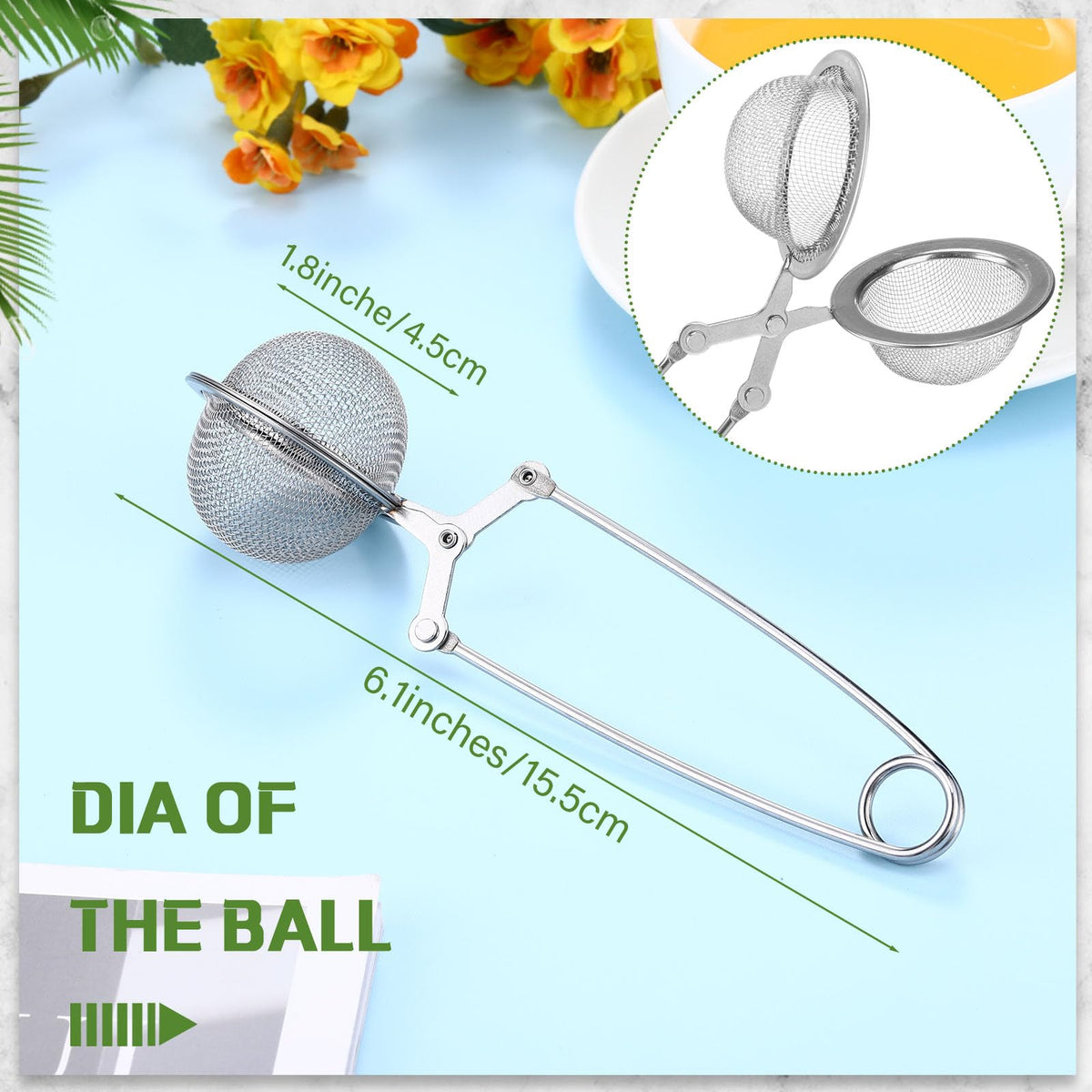 Yinder 40 Pcs Snap Ball Tea Infuser Stainless Steel, Silver