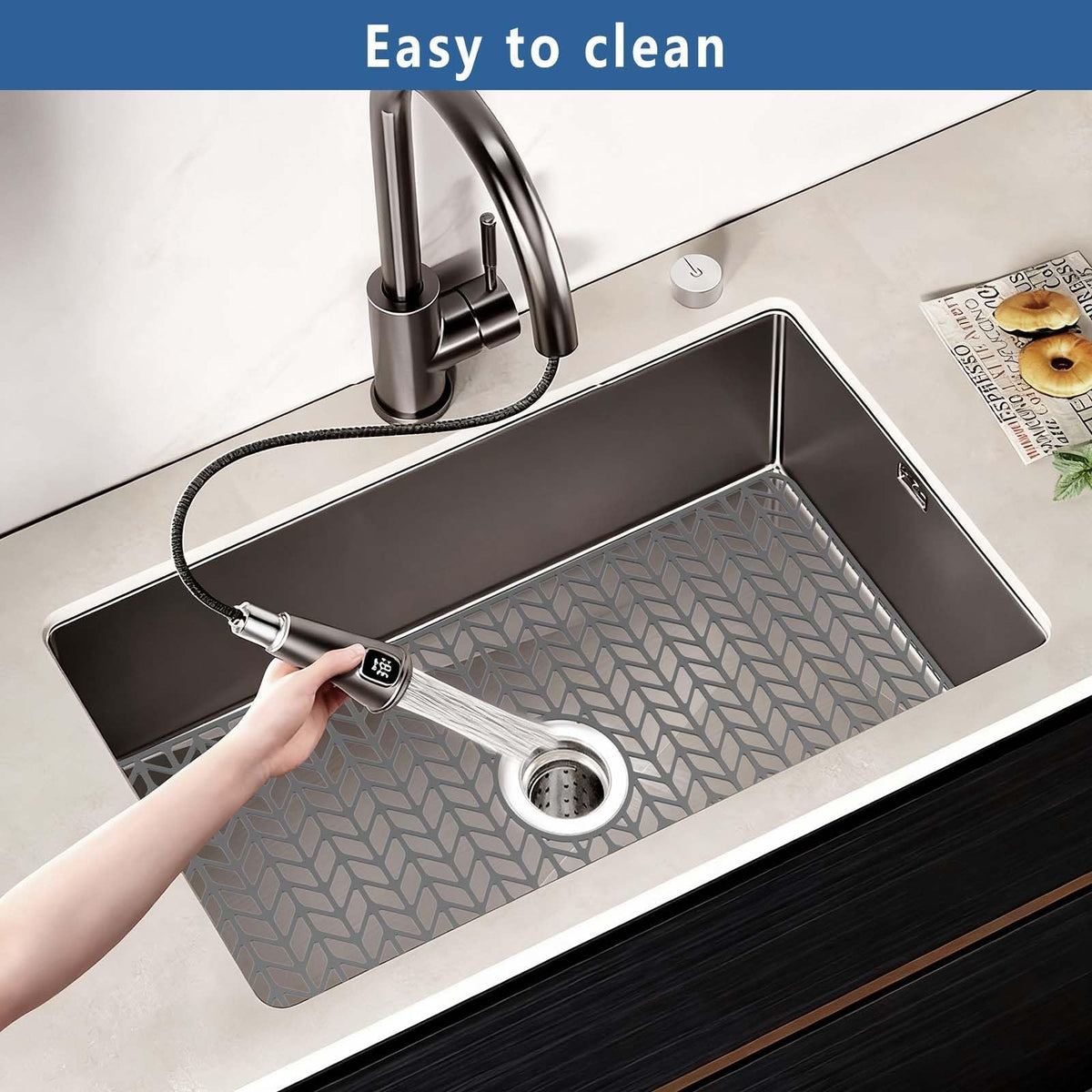 AWOKE Silicone Sink Protectors for Kitchen Sink, 30" x 16" Center Drain