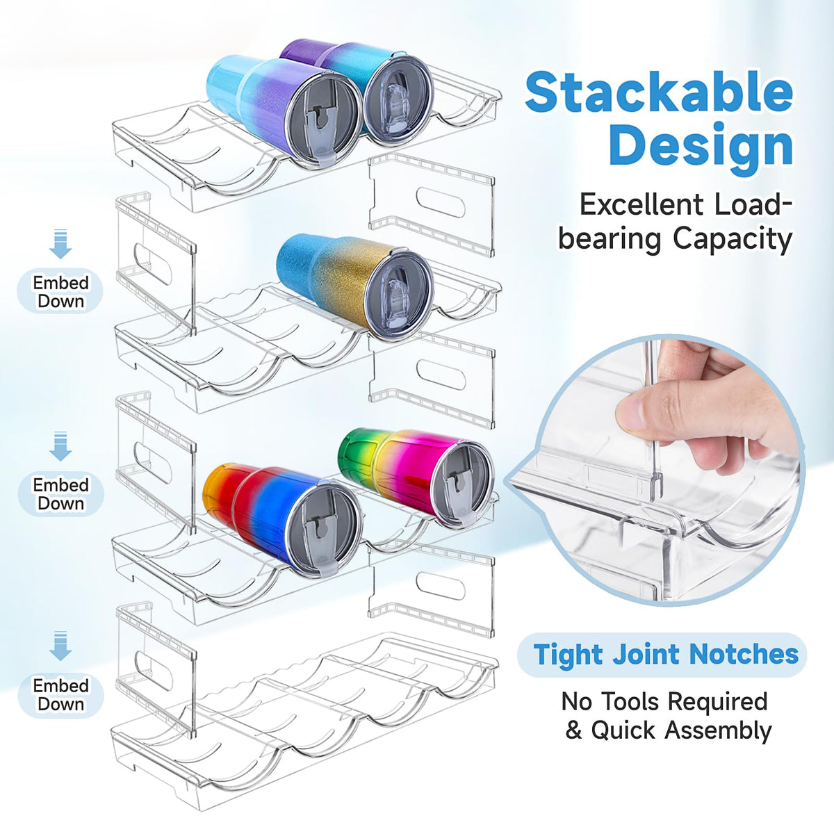 Amaoot Large Compartment Stackable Water Bottle Organizer for Cabinet