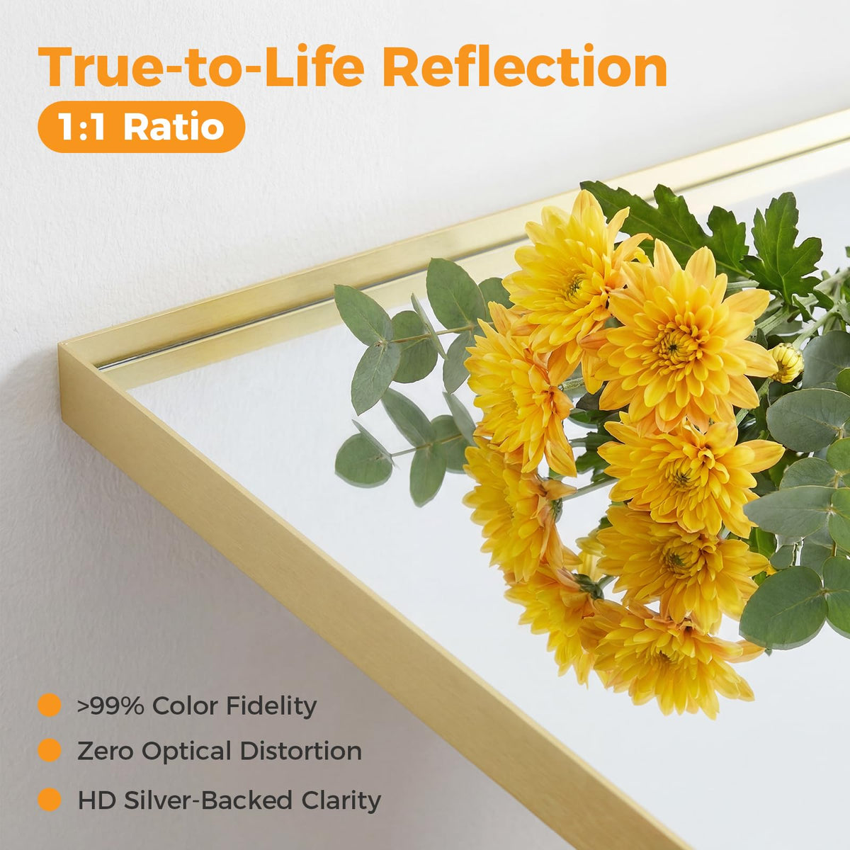 NEWBULIG 24"x36" Wall Mirror, Bathroom Mirrors for Over Sink, Gold