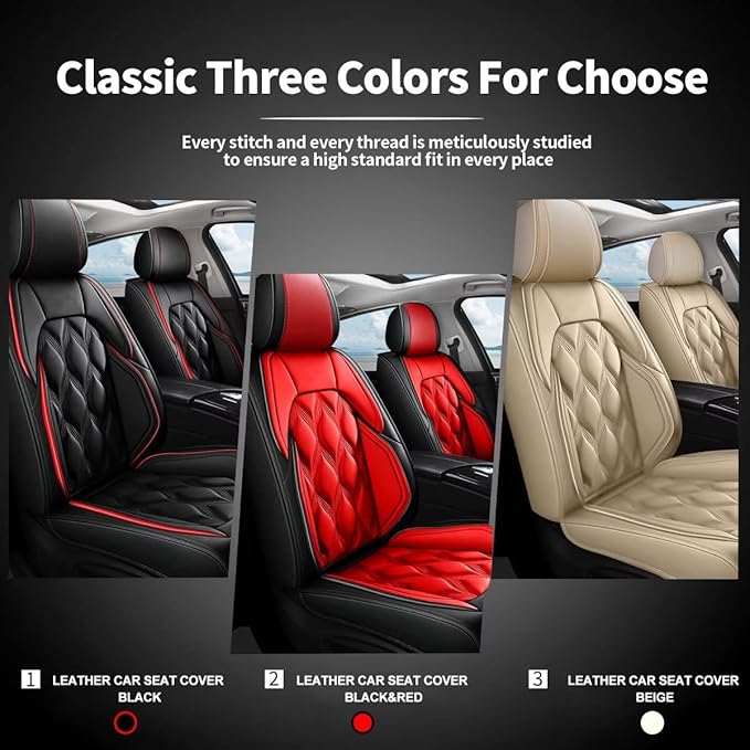 AOMSAZTO Front Seat Covers Fit for Chevy/Chevrolet Cruze 2011-2019 Waterproof Faux Leather Car Seat Cover Compatible with Airbag(2PCS Front, Black&Redline)