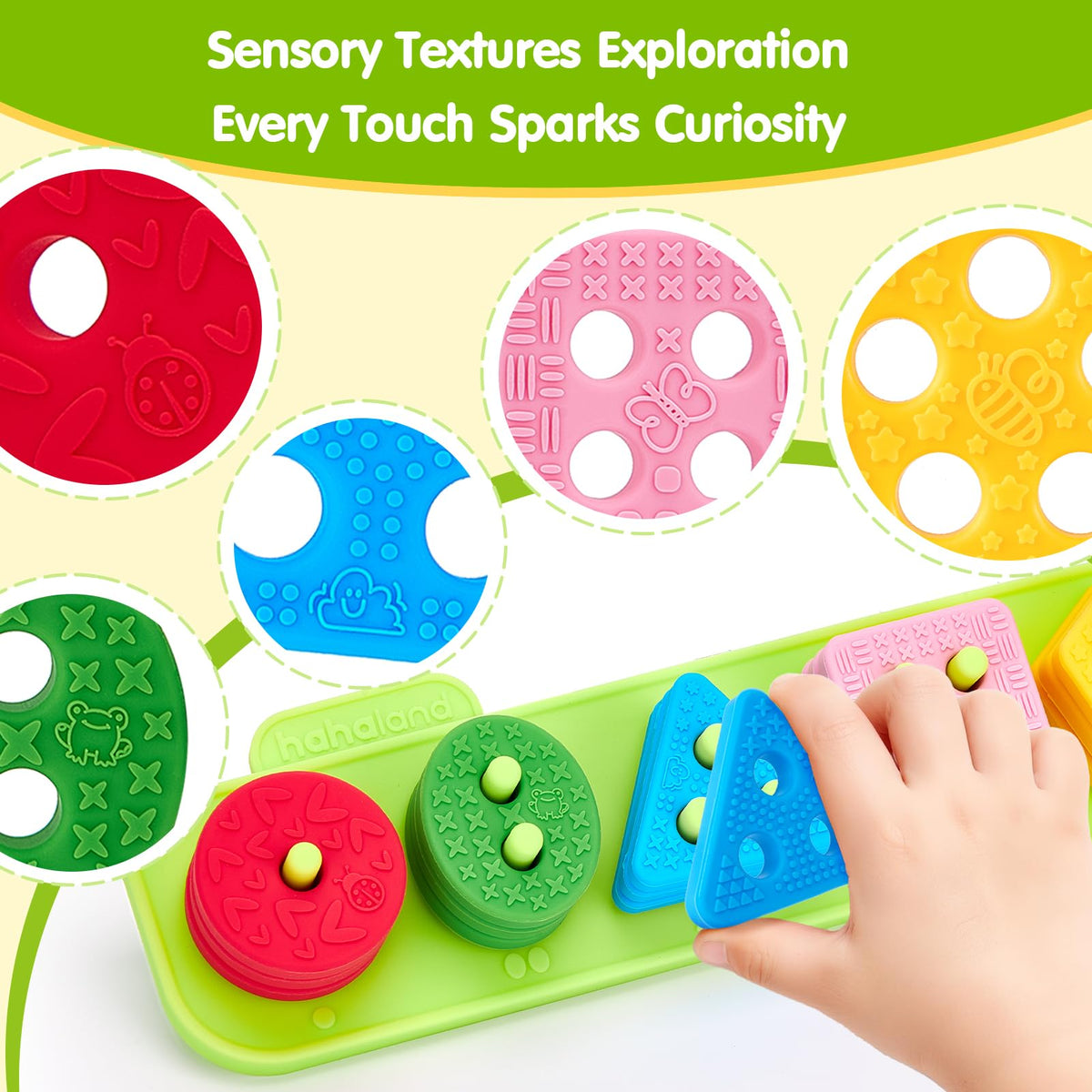 hahaland Silicone Sorting & Stacking Toys - Montessori Toys for 1 Year Old