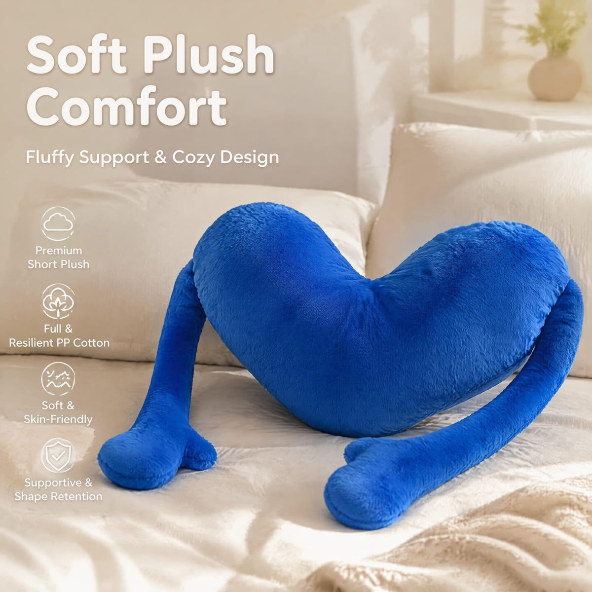 Annnd home 22 Inch Cute Heart Pillow,Decorative Throw Pillows for Bed Livingroom Home Decor,Aesthetic Soft Fluffy Cushion for Woman&Girls,Faux Rabbit Fur Lumbar Throw Pillow
