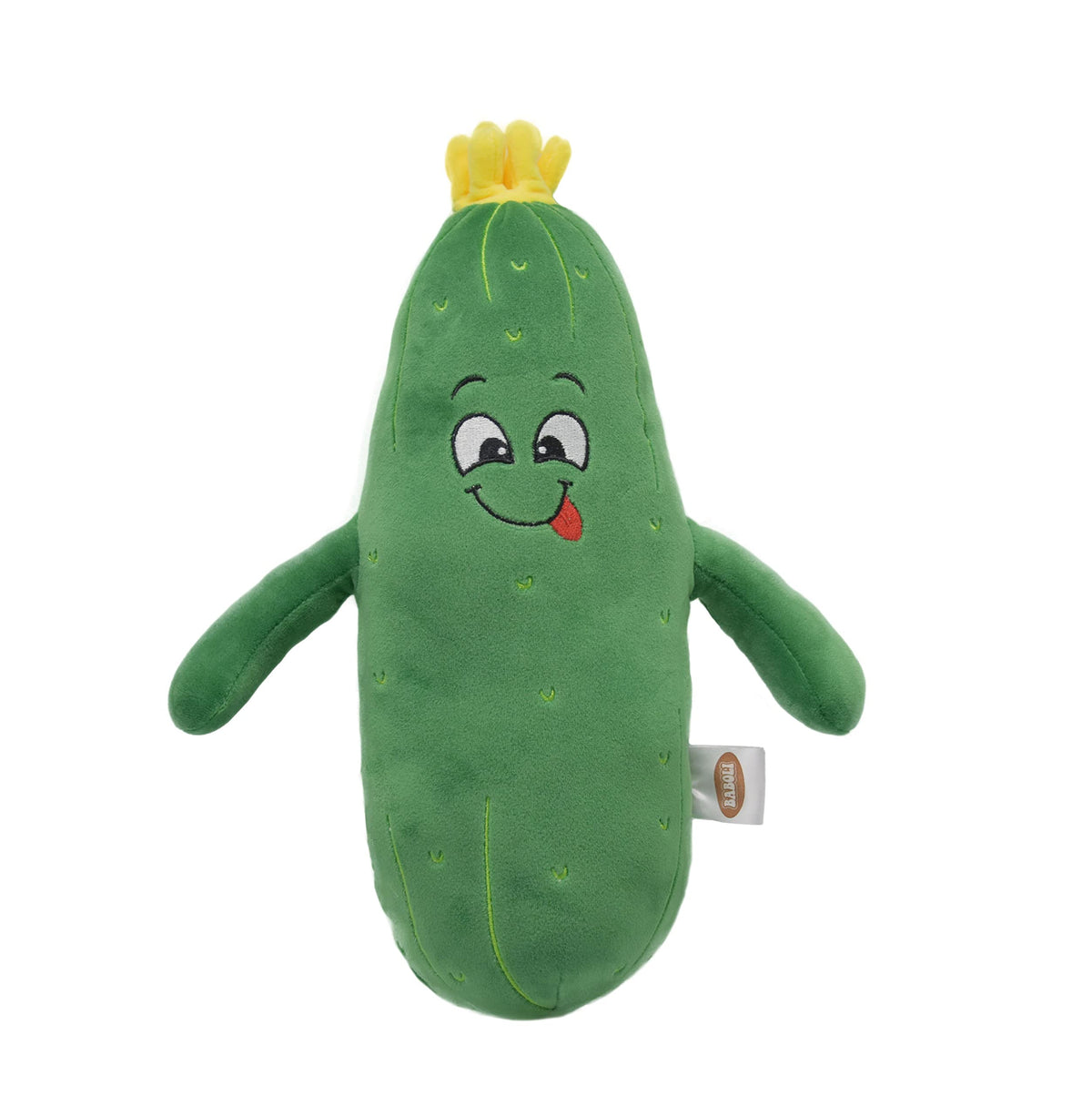 BABOLI Adorable Pickle Stuffed Animal Cucumber Plush Plant with Naughty Face and Yellow Corolla Pretty for Any Plushies Collector 12 Inches