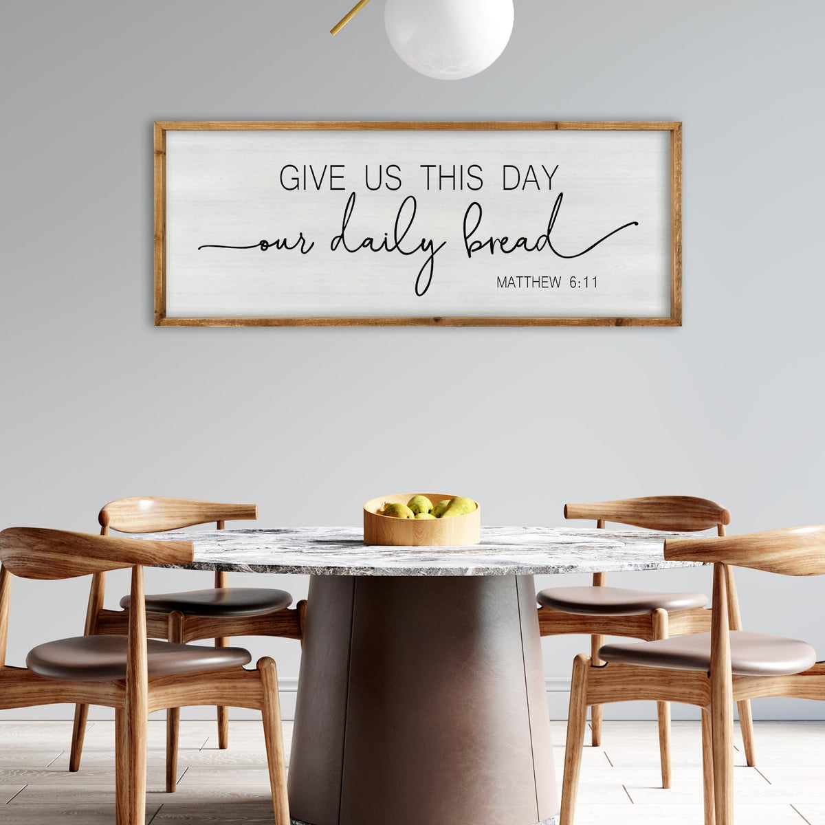 Dining Room Wall Decor Give Us This Day Our Daily Bread Sign, 40"×15", Wood