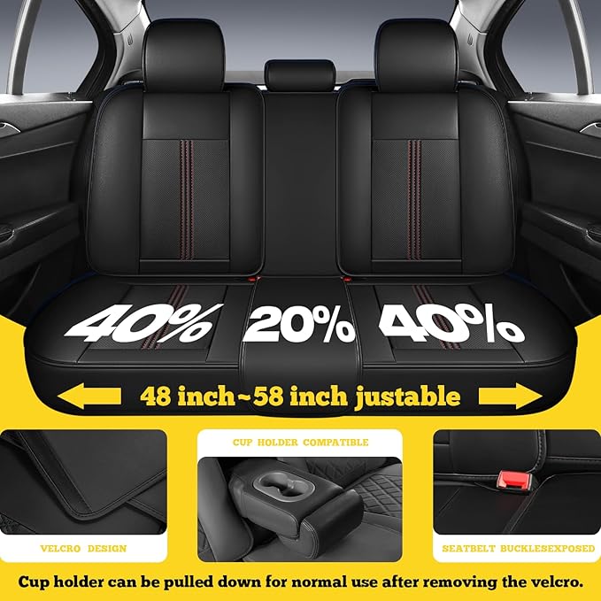 LINGVIDO Car Seat Covers Full Set (5 Seats) - Premium Perforated Nappa Leather, Waterproof Shield, Omni-Adapt Fit SUVs Sedans, Ultimate Family & Pet Protection