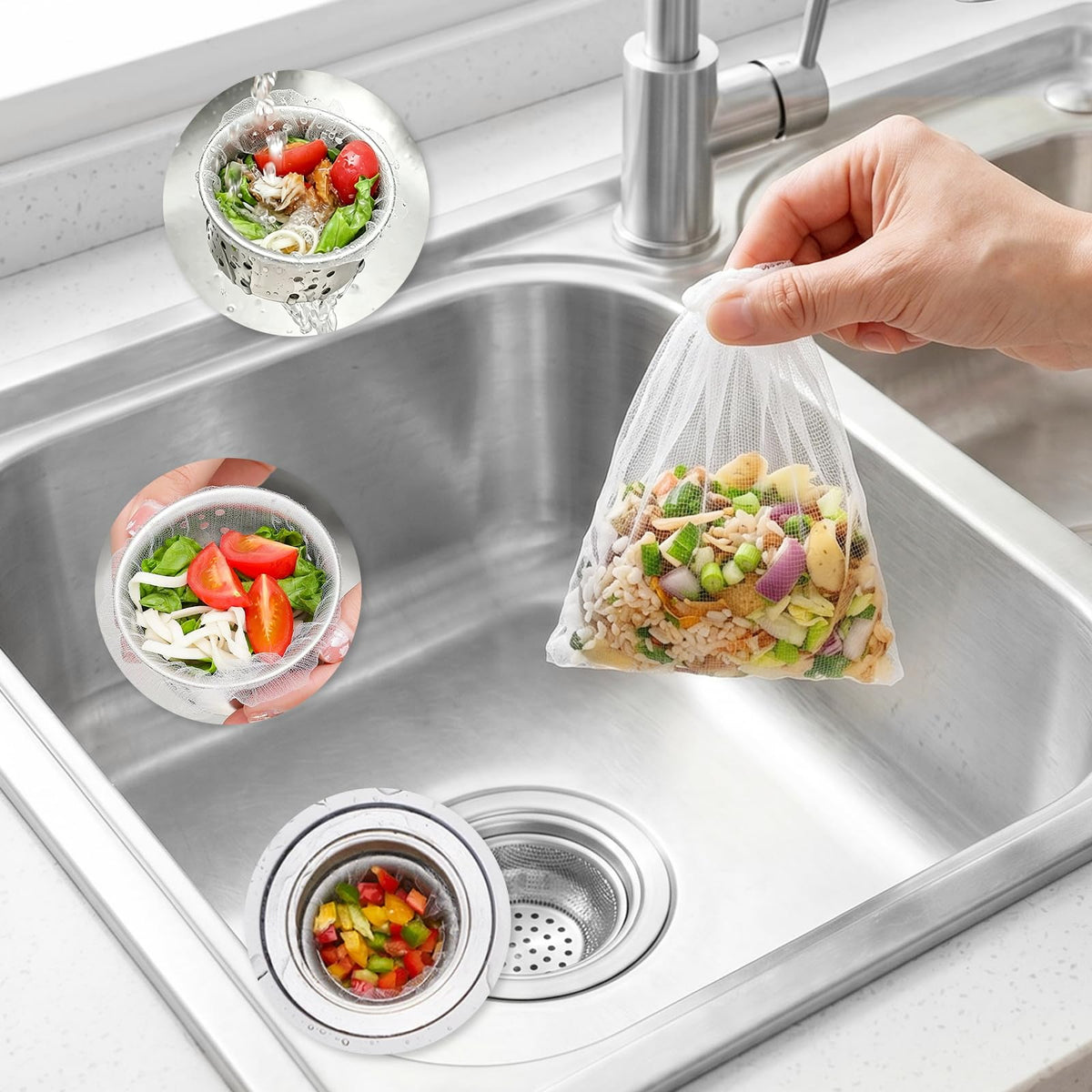 Nuvahome Disposable Sink Drain Strainer: 200Pack Sourdough Mesh Cover