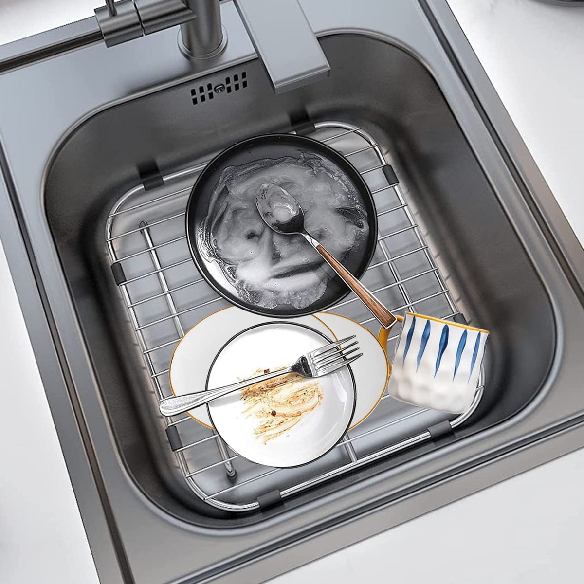 Orgneas Sink Protectors for Kitchen Sink Universal Double Bowl