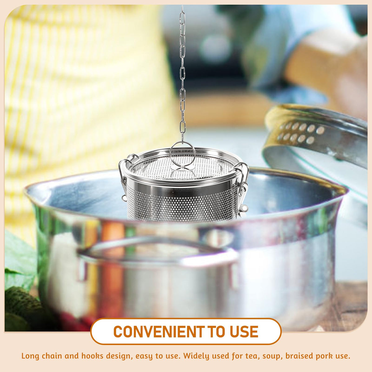 Yardwe Spice Infuser Basket, 6.29 x 5.51 x 5.51 Inch, Stainless Steel Mesh