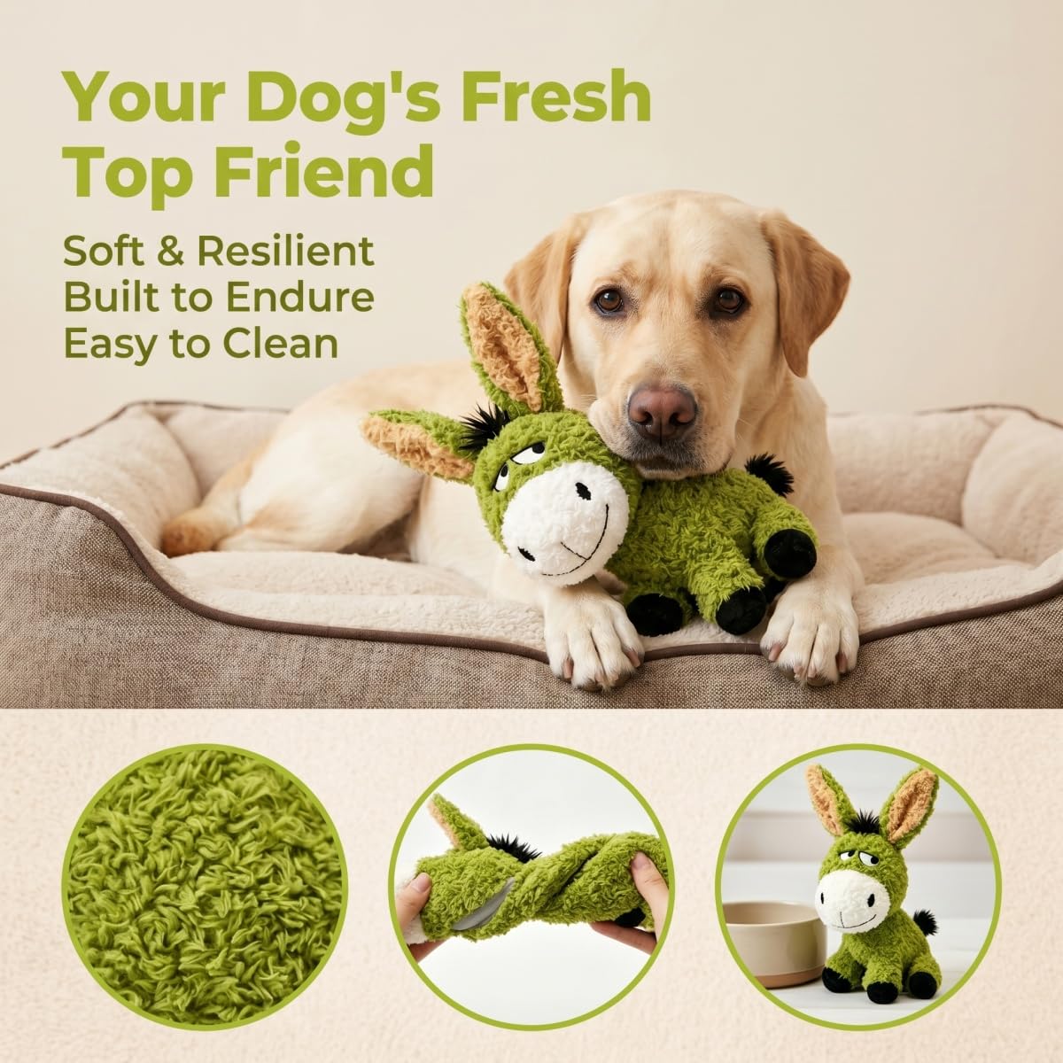EMMA COLE Squeaky Plush Dog Toy, Tug of War Dog Toys for Large Breed Toy,Stuffed Animal Dog Plush Squeaky Interactive Toy for Puppy, Small, Middle, Large Dogs (Donkey)