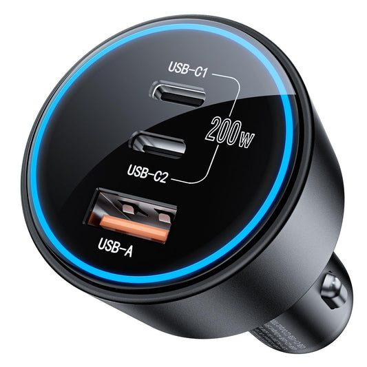USB C Car Charger Fast Charging 200W, Dual PD 100W Type C Car Charger，
