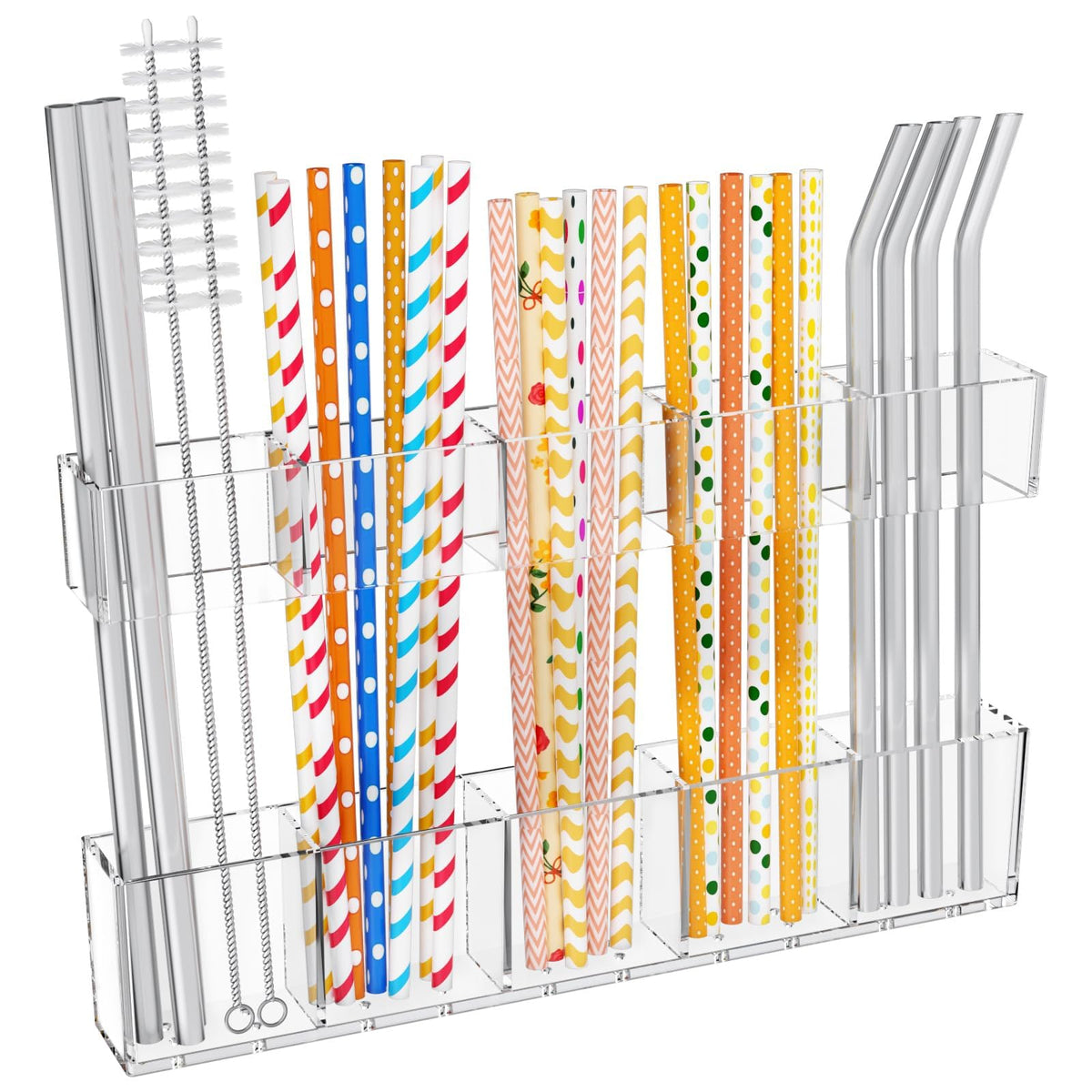 Mpotmiy 9.5" Large Acrylic Straw Holder for Cabinet Door, Straw Organizer