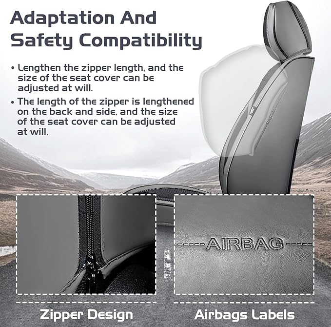 Truck Seat Covers for Toyota Tacoma 2006-2026, Waterproof Premium Leather Full Coverage Car Seat Cover, Muscle Sport Style Auto Interior Seat Cover Sets (Front Set/Gray Black)