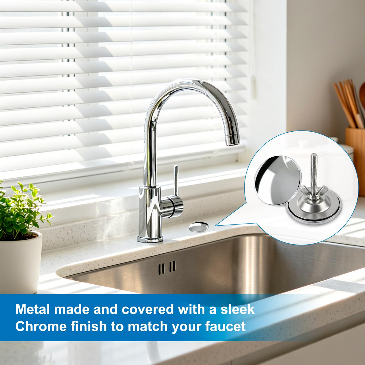 2 Inch Sink Hole Cover, 2PCS Metal Kitchen Faucet Hole Cover, Chrome