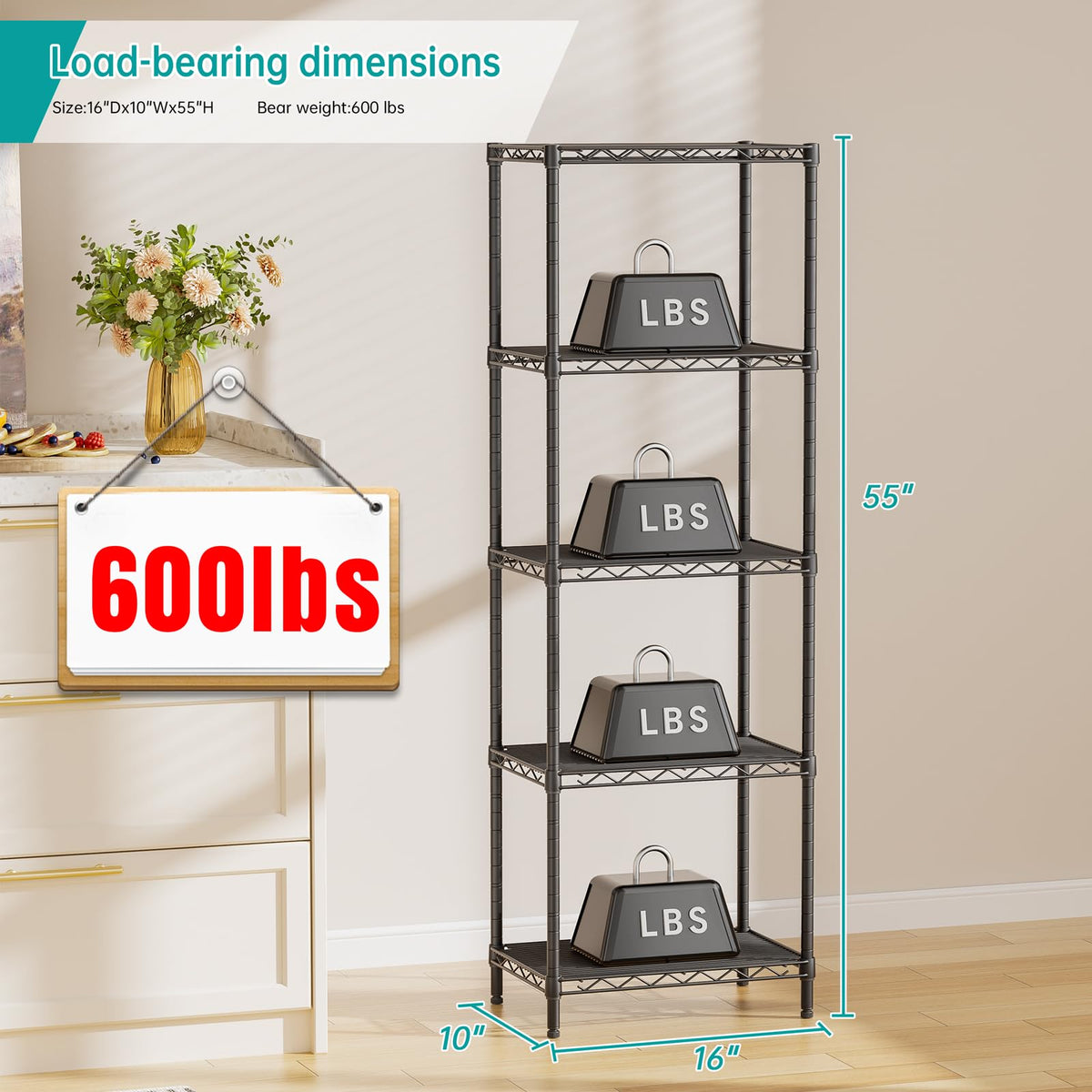 SINGAYE Metal Shelves Wire Shelving Storage Standing Adjustable Shelf Unit