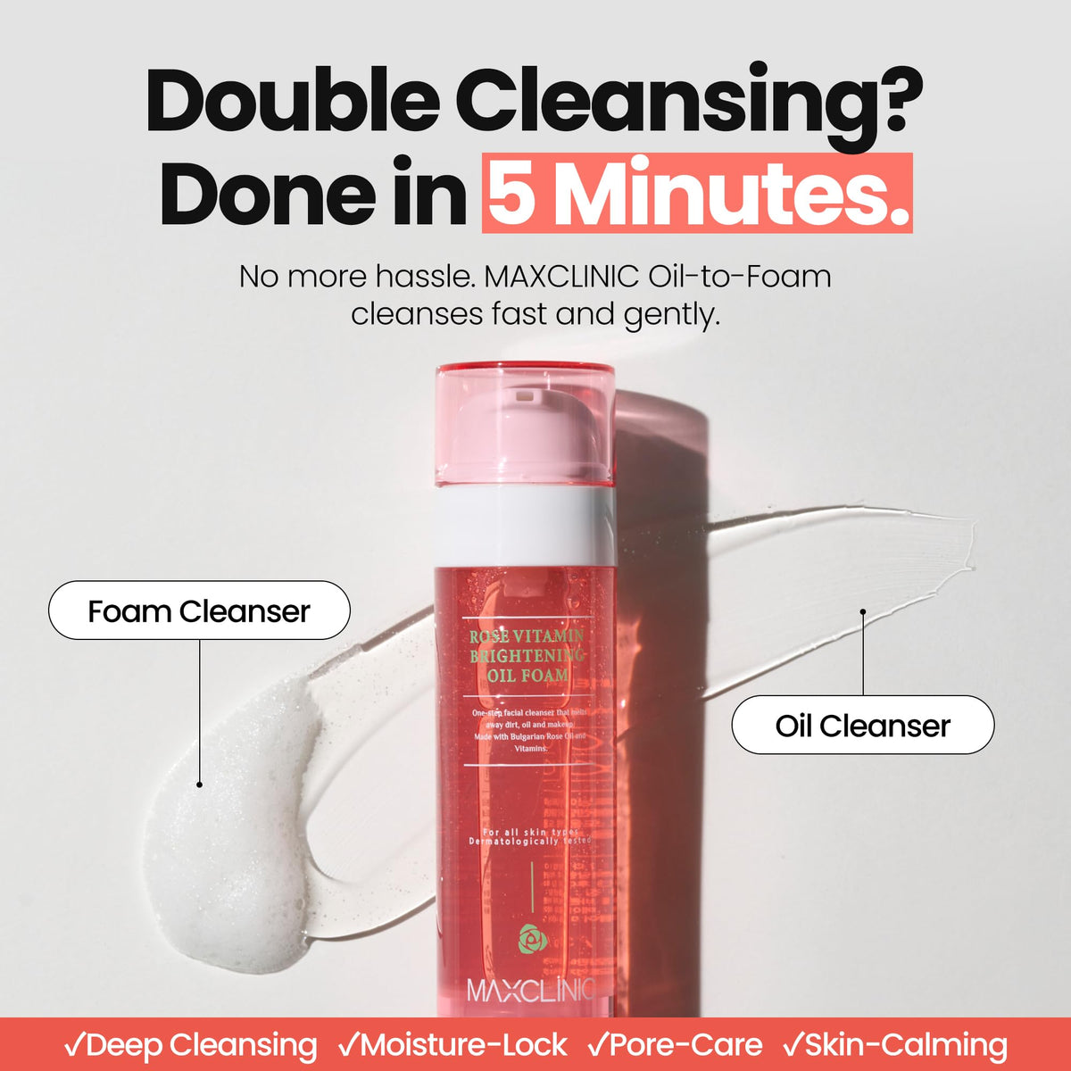MAXCLINIC K Beauty Rose Vitamin Oil To Foam - Makeup Face Wash Cleanser