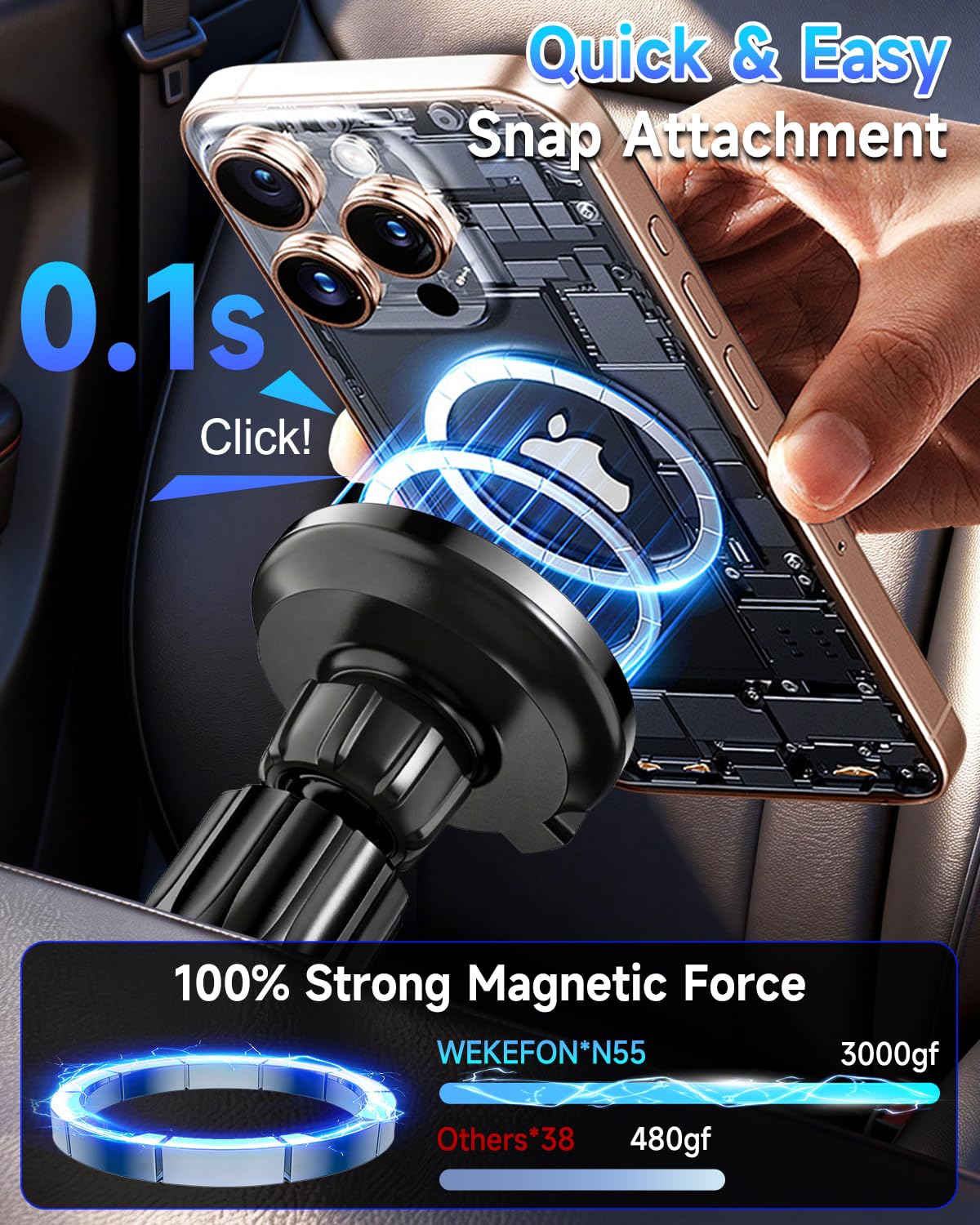 for MagSafe Car Mount Charger 15W Fast Magnetic Wireless Car Charger Holder
