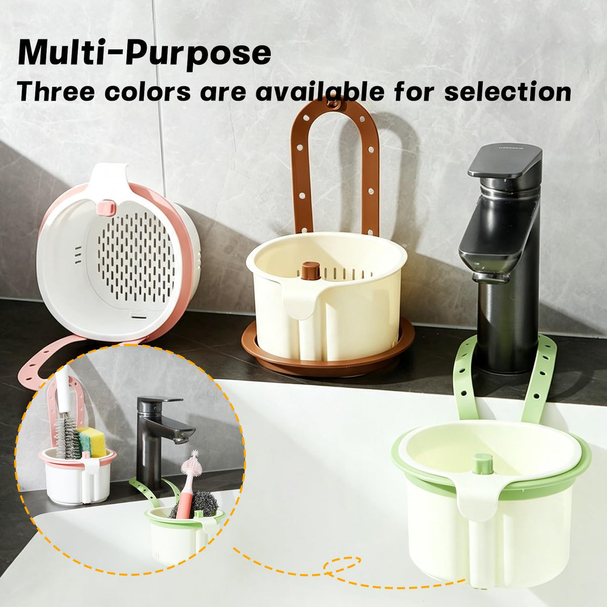 2026 New Cactus Kitchen Sink Strainer Basket, Sink Drain Strainer Self-Cleaning Faucet Hanging Filter Basket, Presses to Release Waste Baskets Cactus Strainers for Residues Separation (2PCS-P)