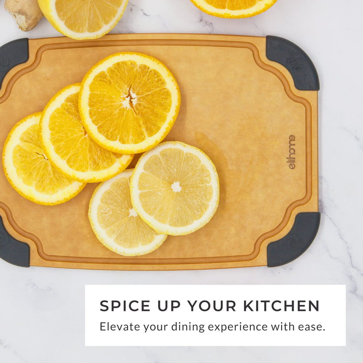 Elihome Essential Series Wood Fiber Cutting Board for Kitchen, Knife Friendly, Dishwasher Safe, Non-Slip Feet, Juice Groove, Reversible, Non-Porous, Eco Friendly, 10"x 7" SMALL