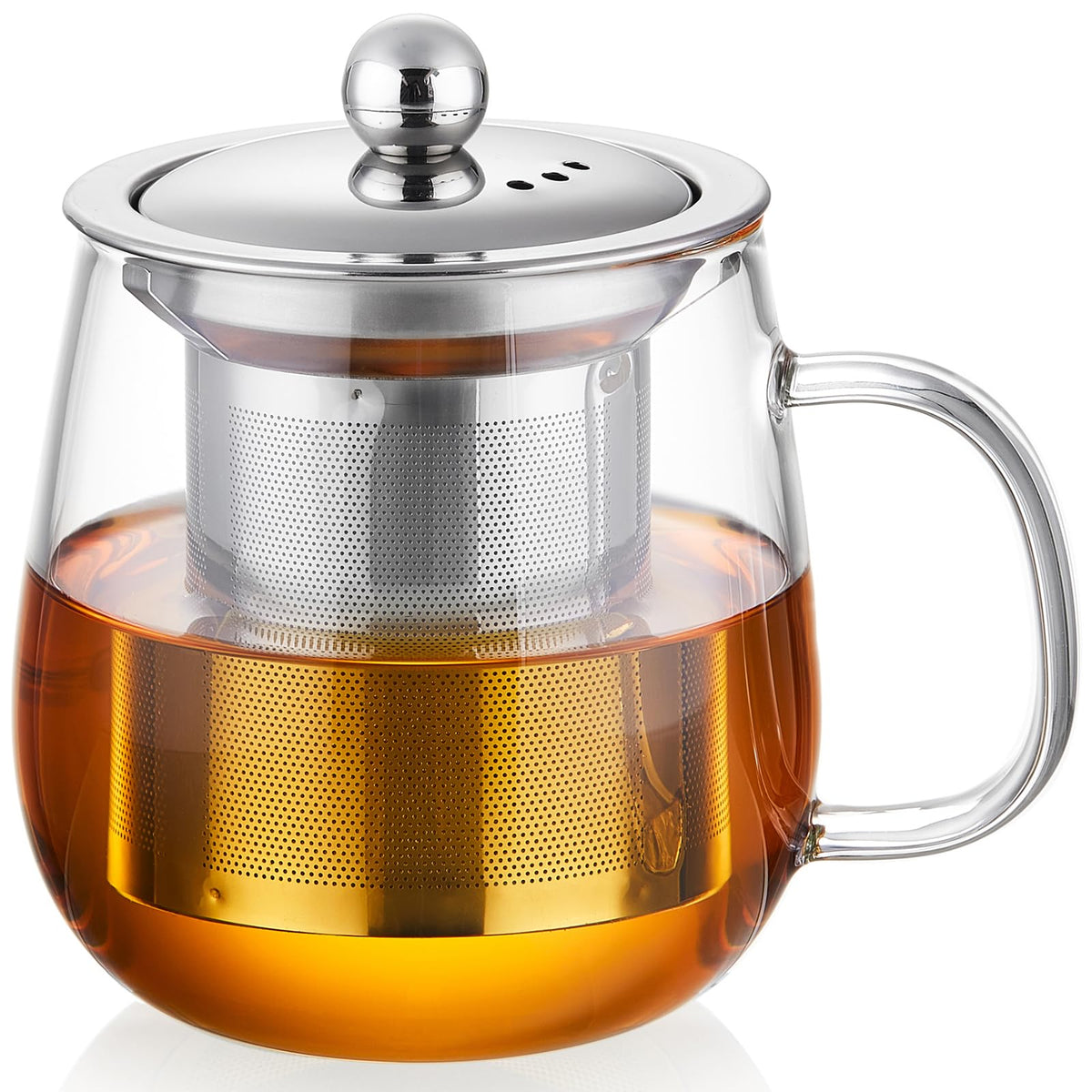 DOPUDO Glass Tea Cup with Infuser and Lid, 14.5oz/450ml Large Borosilicate Glass Teacup with Stailess Steel Filter, Clear Mug for Loose Leaf Blooming Tea, Dishwasher Safe - Tea Maker Gift.